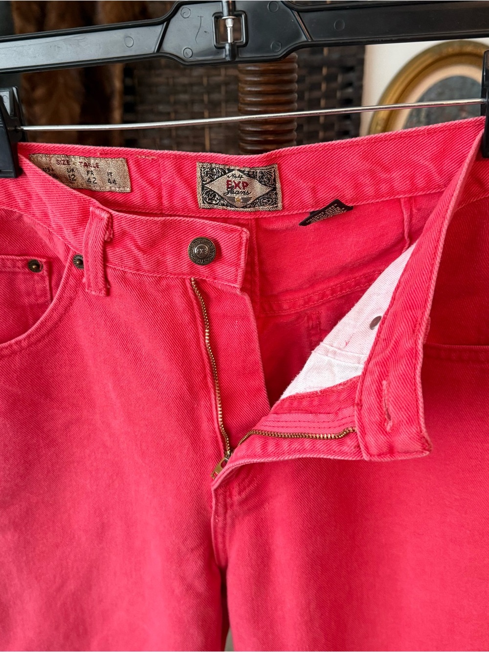 🩷 Vintage Express Pink Mom Jeans USA Made High Rise Tapered Leg Sz Medium - Picture 6 of 13